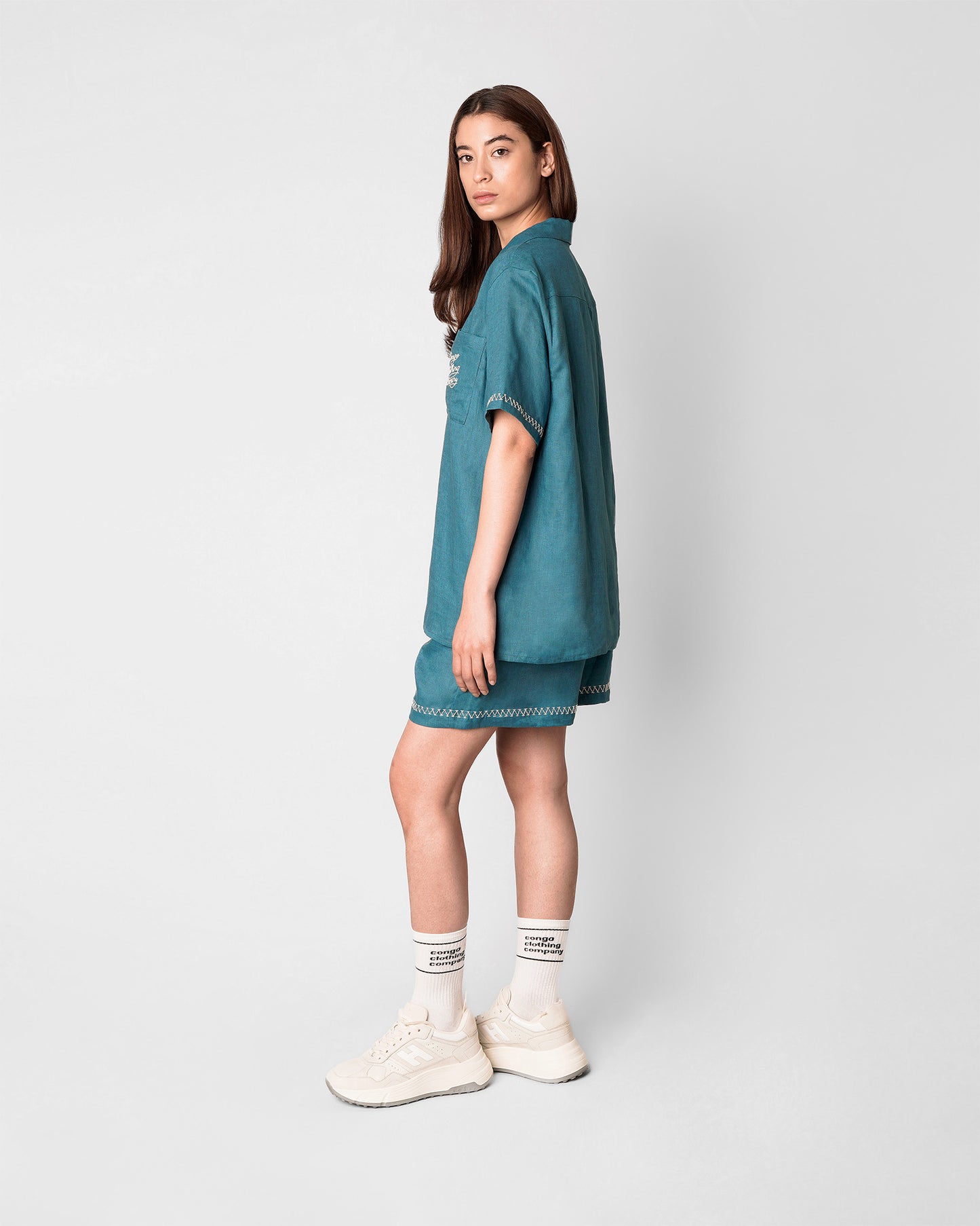 Linen Teal Shorts