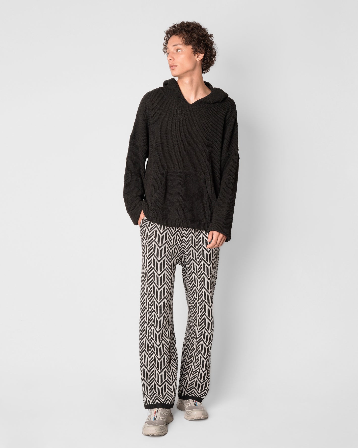 Wave Knit Black Pant