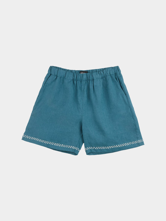 Linen Teal Shorts