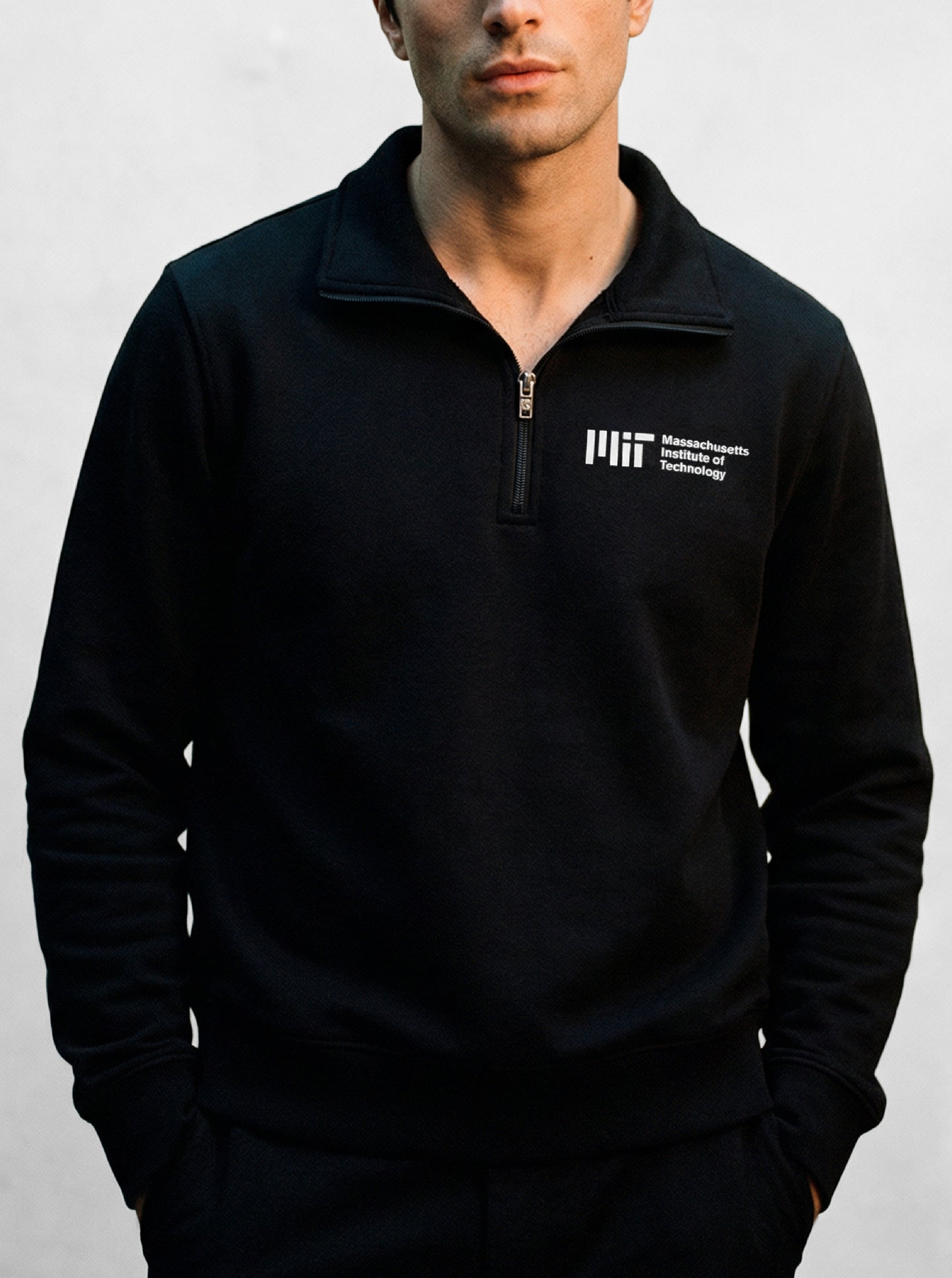MIT Black Half Zip Sweater