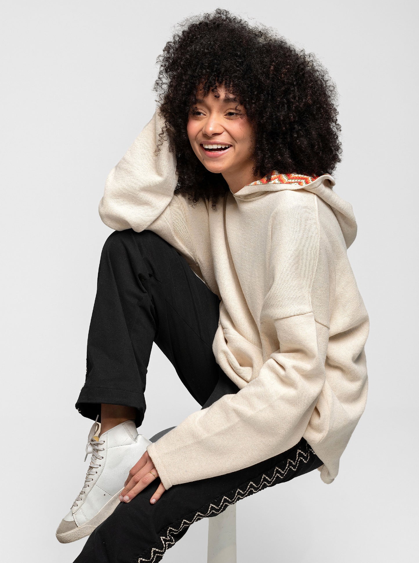 Flix Cream HV Knit Hoodie